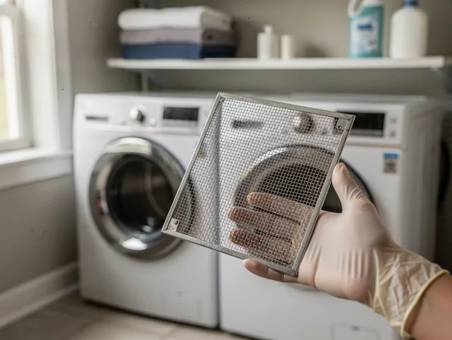 East San Gabriel Dryer Vent Cleaning specialist performing detailed lint trap cleaning service in East San Gabriel