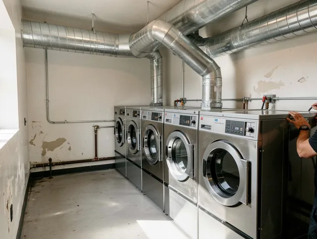 East San Gabriel Dryer Vent Cleaning team performing large-scale commercial dryer vent cleaning in East San Gabriel